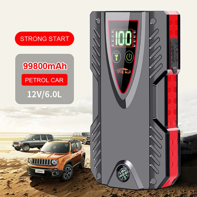 

Пусковое устройство для автомобиля, 99800 мАч, внешний аккумулятор 12 В, бустер для автомобильного аккумулятора, зарядное устройство, портативное пусковое устройство для автомобиля, аварийное освещение