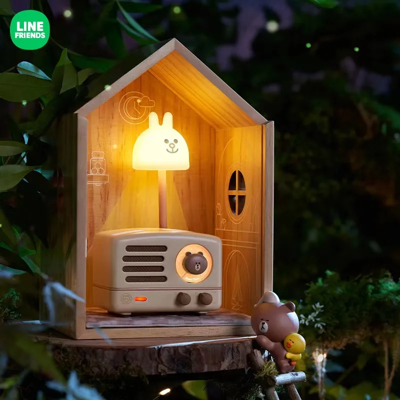 Line Friends Brown Maoking Bluetooth Speaker Cartoon Kawaii Night Light Cute Creative Radio Bluetooth Speaker Birthday Gift