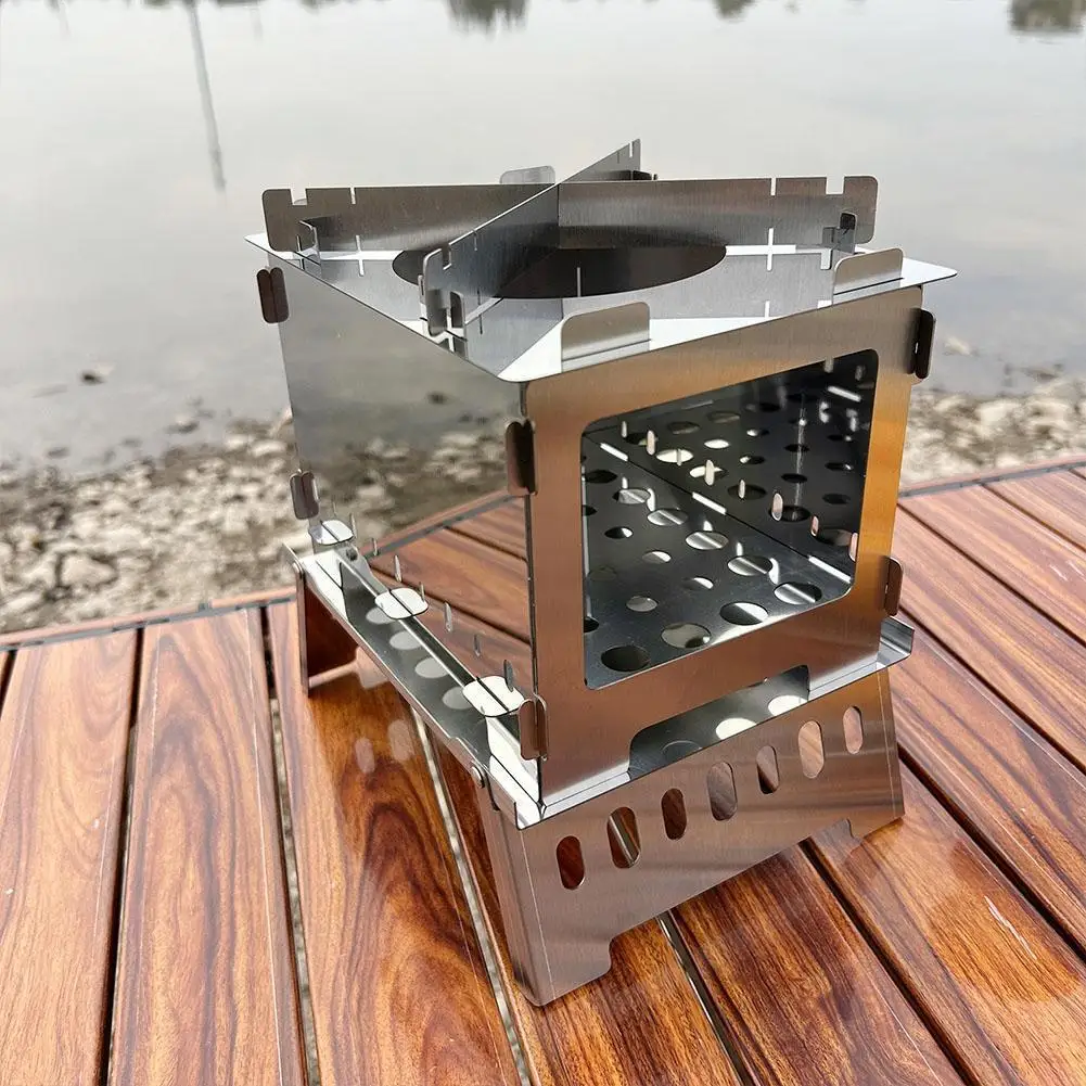 

Складной мини-гриль с древесным углем из нержавеющей стали для кемпинга, легкий гриль для барбекю для пикника, оборудование Windpro Z9L4