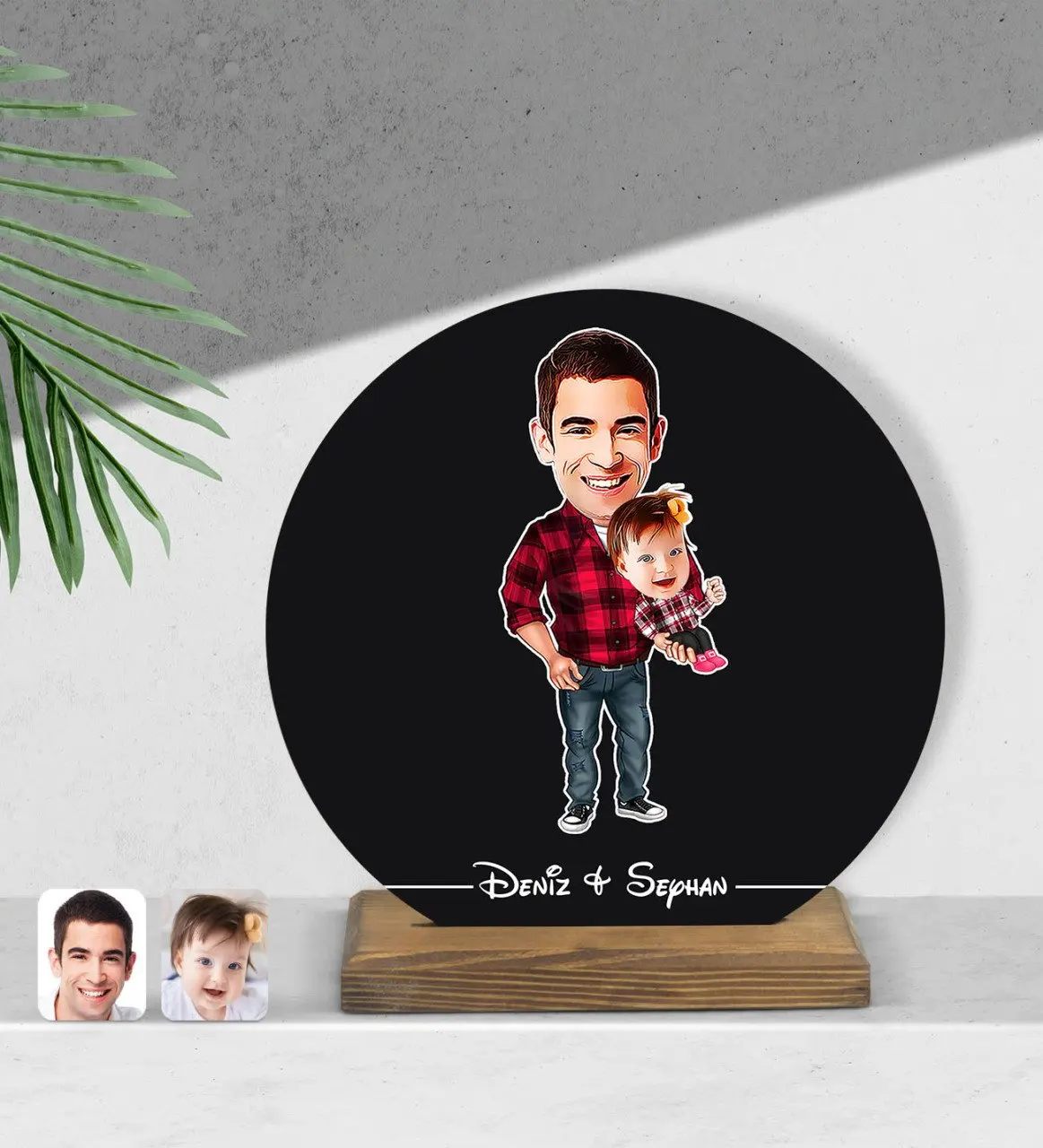 

Personalized father girl cartoon wooden Biblo-2