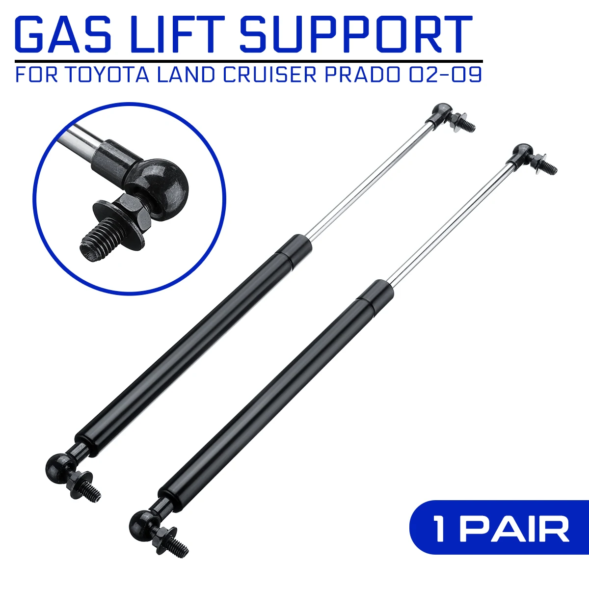 

47.5cm Car Steel Car Bonnet Hood Gas Struts Support Rod Strut Bars Replace for Toyota Land Cruiser Prado 120 Series 2002-2009