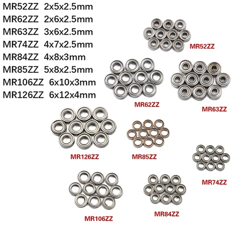 Мини-подшипники MR52 ZZ MR62ZZ MR63ZZ MR74ZMR85Z MR126ZZ 2x5x2,5 2x6x2,5 3x6x2,5 4x7x2,5 мм