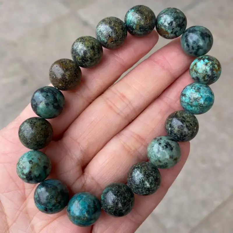 Натуральные африканские бирюзовые манжеты 10 мм мужской браслет эластичная