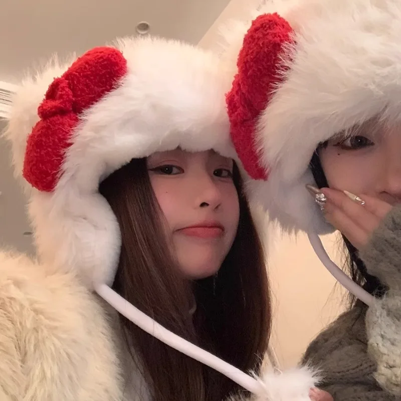 Hello Kitty мультяшный персонаж с бантом защитная шапка для ушей милая кавайная