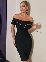 adyce womens black bandage dress 2022 new summer sexy off shoulder striped mini outwear party celebrity club lady dress outfits
