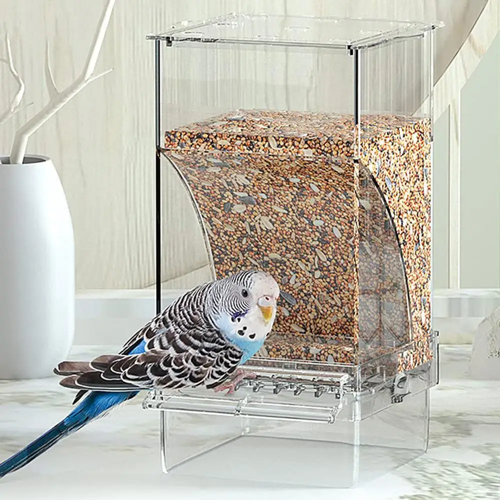 

[ READY STOCK ] Parrot Food Box Anti- Arc-shaped Self-sliding Design Automatic Feeder Food Dispenser Pet Bird Accessories