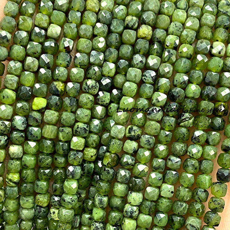 4-5 мм натуральный камень граненый квадрат AA зеленый канадский нефрит яшма