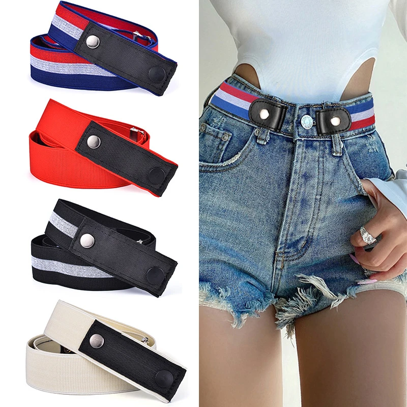 Unisex Buckle-Free Elastic Belt for Jeans Pants Dress Stretch Waist for Adult Women Men No Buckle Without Buckle Free Belts New