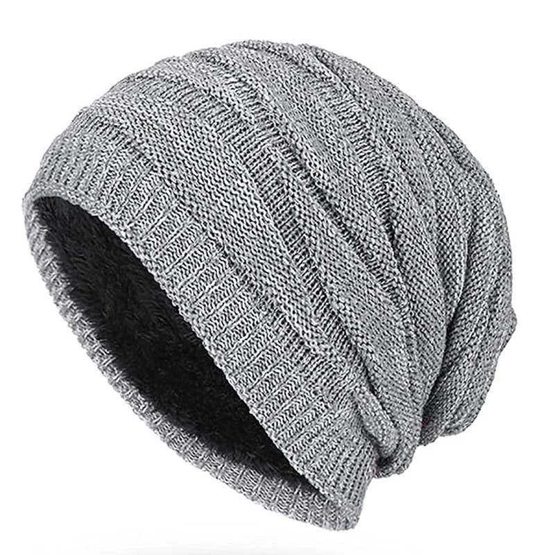 

ASDS-Beanie Hat Men Women Slouch Hats Warm Plush Winter Hat Soft Knitted Hat Suitable For Travel