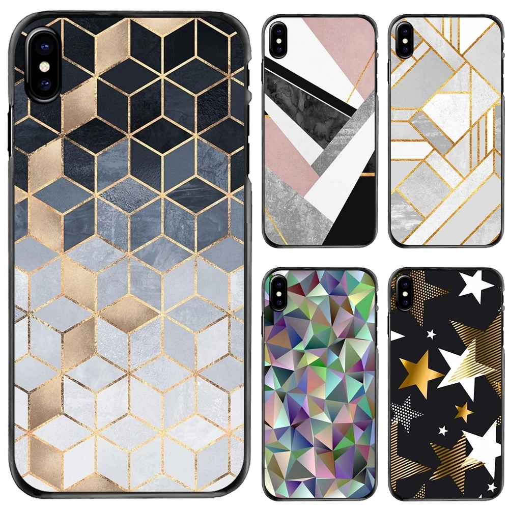 

For Apple iPhone 11 12 13 14 Pro MAX Mini 5 5S SE 6 6S 7 8 Plus 10 X XR XS Marble Line Geometric Graphic Hard Phone Shell Case