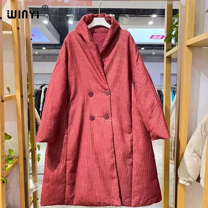 

Зимний женский кардиган WINYI, свободное рождественское платье, длинное женское зимнее пальто, стильные плотные теплые парки, 2022