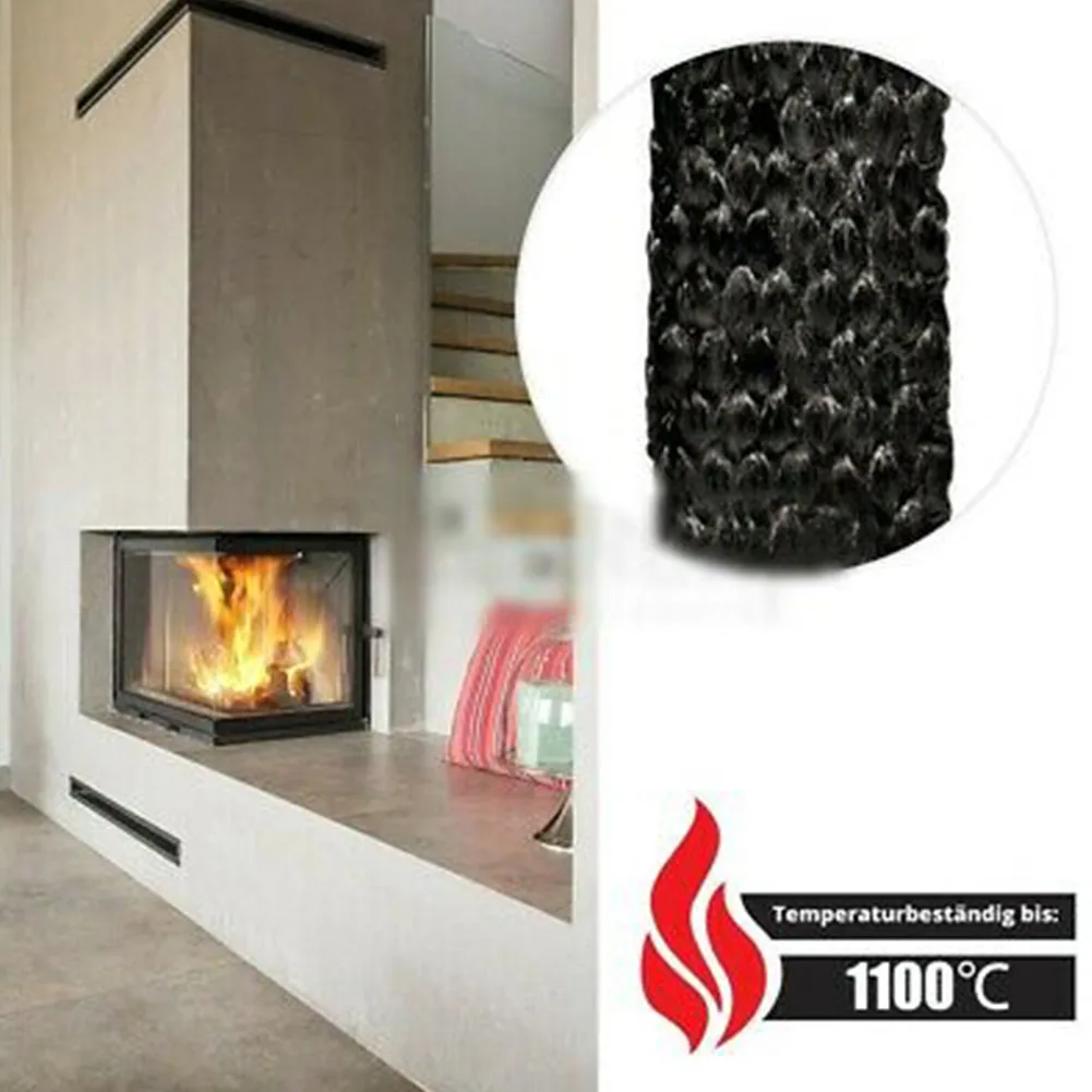

Black Flat Stove Rope Self Adhesive Glass High Temperature Sealing Strip Stove Fire Rope 10/15 Mm Fireplace Door Sealing Cord