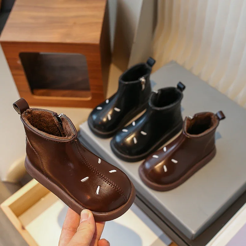 Zapatos Niña Детские ботильоны с круглым носком новые зимние плюшевые хлопковые