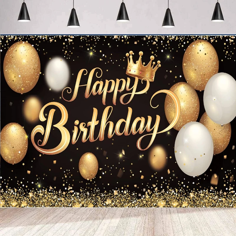 Фон для фотосъемки баннер черный и золотой знак украшение дня рождения мужчин