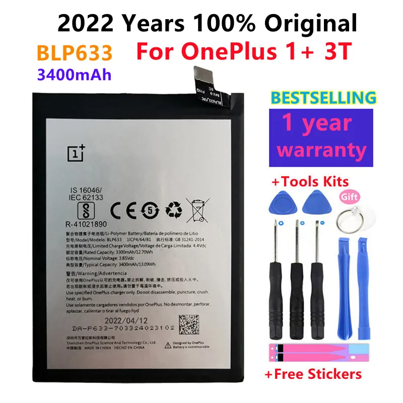 

100% Original New High quality BLP633 3400mAh Replacement Battery For OnePlus 1+ 3T One Plus 3T Three T Batteries