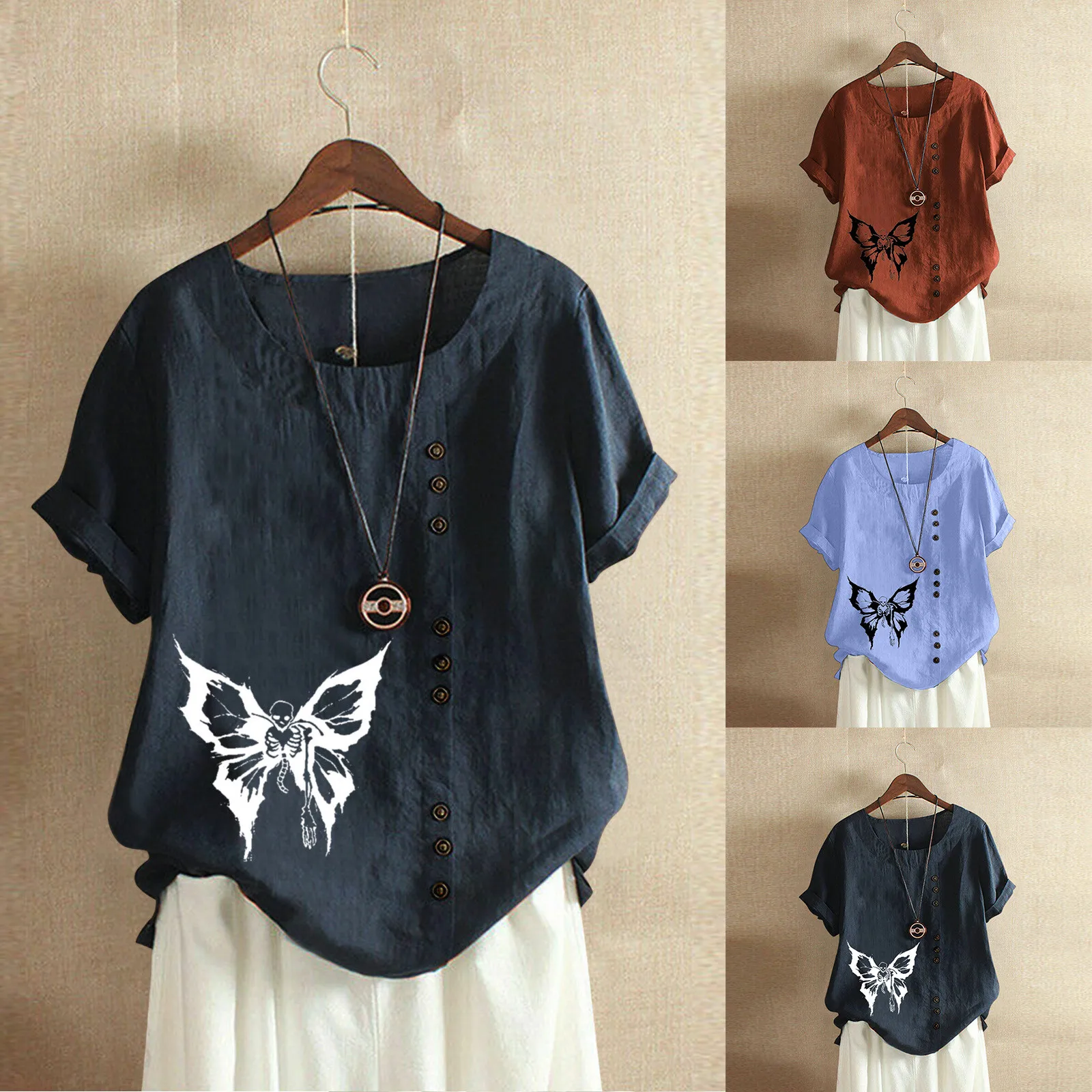 

Женская туника из хлопка с круглым вырезом