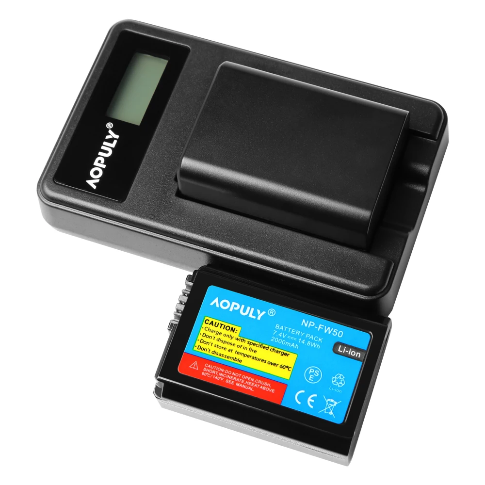 Аккумулятор AOPULY 2000 мА · ч NP-FW50 NP FW50 + зарядное устройство USB со светодиодной