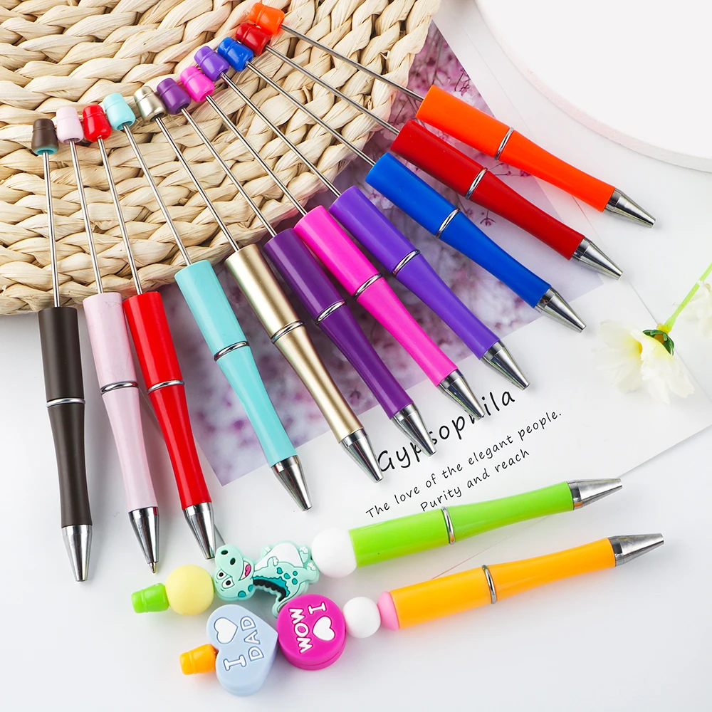 50/100/200Pcs Ballpoint Pen DIY Bead Pen Plastic Beadable School Office Writing Supplies Stationery Wedding Gift