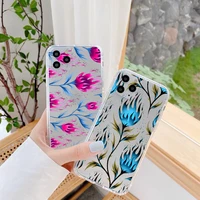 fashion flame plant pattern clear phone case for iphone 13 12 11 pro max mini xr x xs max 7 8 plus se 2020 transparent cover bag