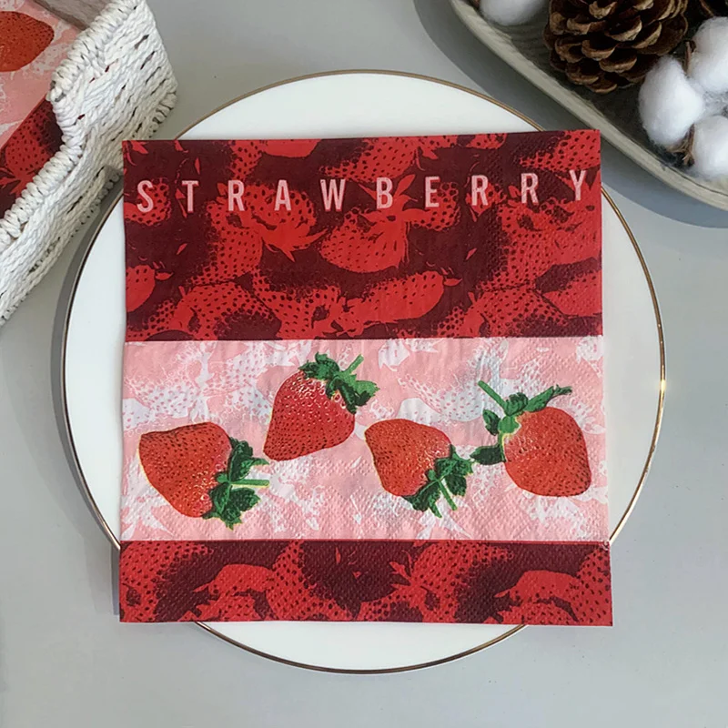 

20шт./упак. таблетка с клубничным оформлением, салфетка с летними фруктами, бумажная салфетка для рождества бумажные салфетки для декупажа 4