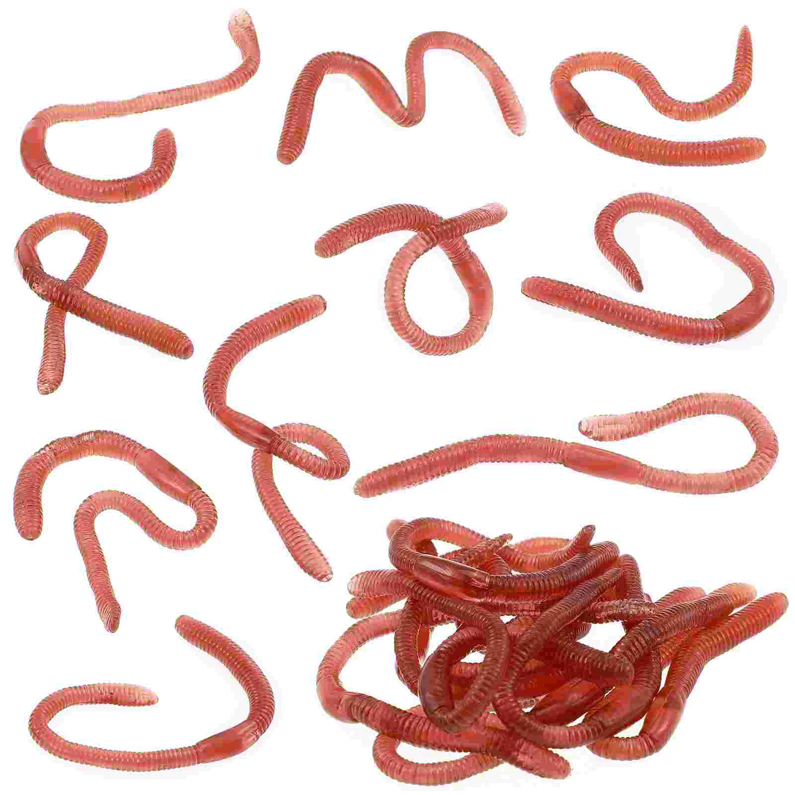 

Worms Fake Earthworms Toy Bugs Worm Earthworm Rubber Toys Plastic Roaches Realistic Halloween Props Faux Model Baits Trick Prank