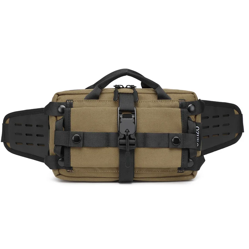 OZUKO Men's Sports Waist Bags Tide Brand Waterproof Crossbody Bags Outdoor Functional Tactical Crossbody Chest Bags Men