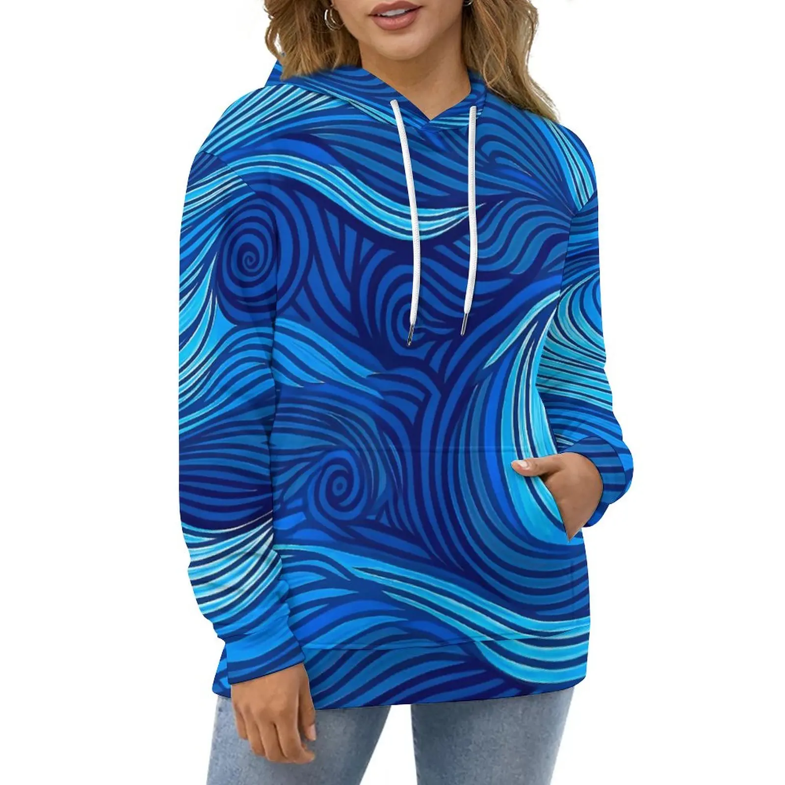 

Ocean Water Wave Hoodies Abstract Blue Street Wear Casual Hoodie Long Sleeve Funny Design Sweatshirts Big Size 5XL 6XL