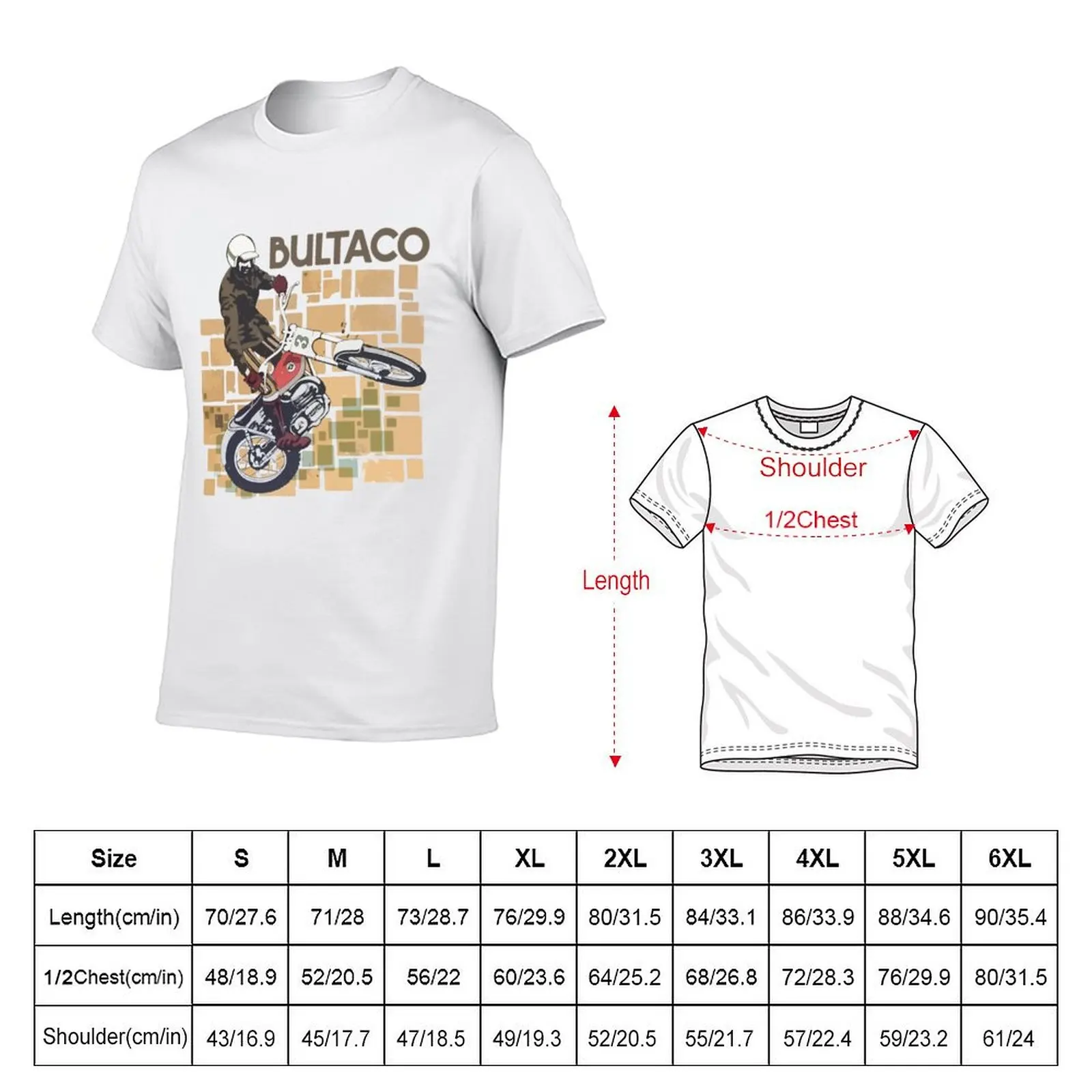 Фото Мужская футболка Camiseta Bultaco Rider man En Acción, хлопковая футболка, рубашки, винтажная футболка с рисунком Moto для Saltando №2