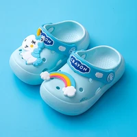 boys and girls summer slippers rainbow unicorn child cartoon slippers home anti slip baby slides soft toddler beach sandals