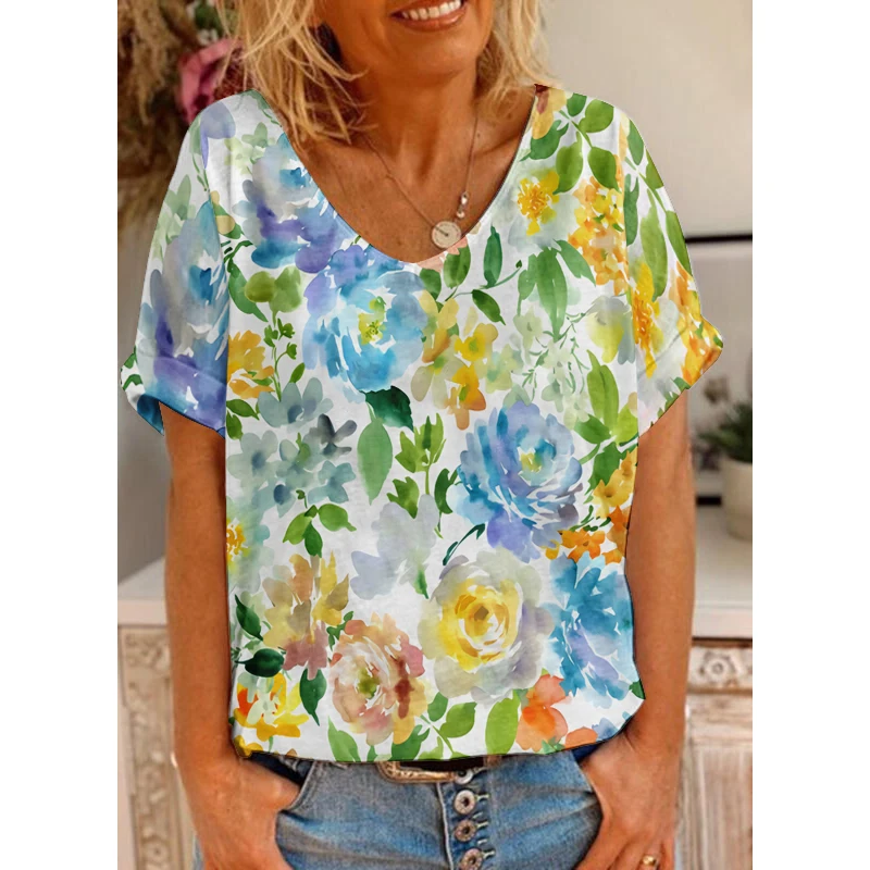 

Женский винтажный пуловер с коротким рукавом и V-образным вырезом