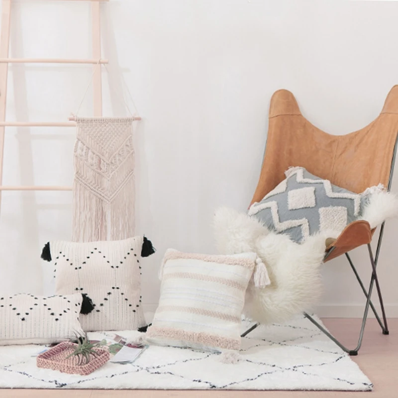 Скандинавский Morocan текстурированный богемный ворсовый чехол для подушки