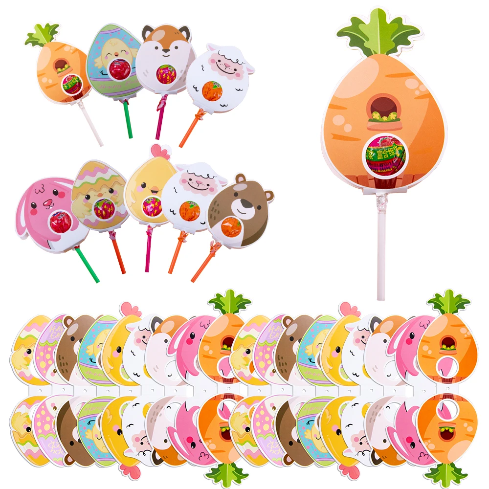 9/18 шт. пасхальные леденцы бумажные карты кролик пасхальное яйцо морковь леденец