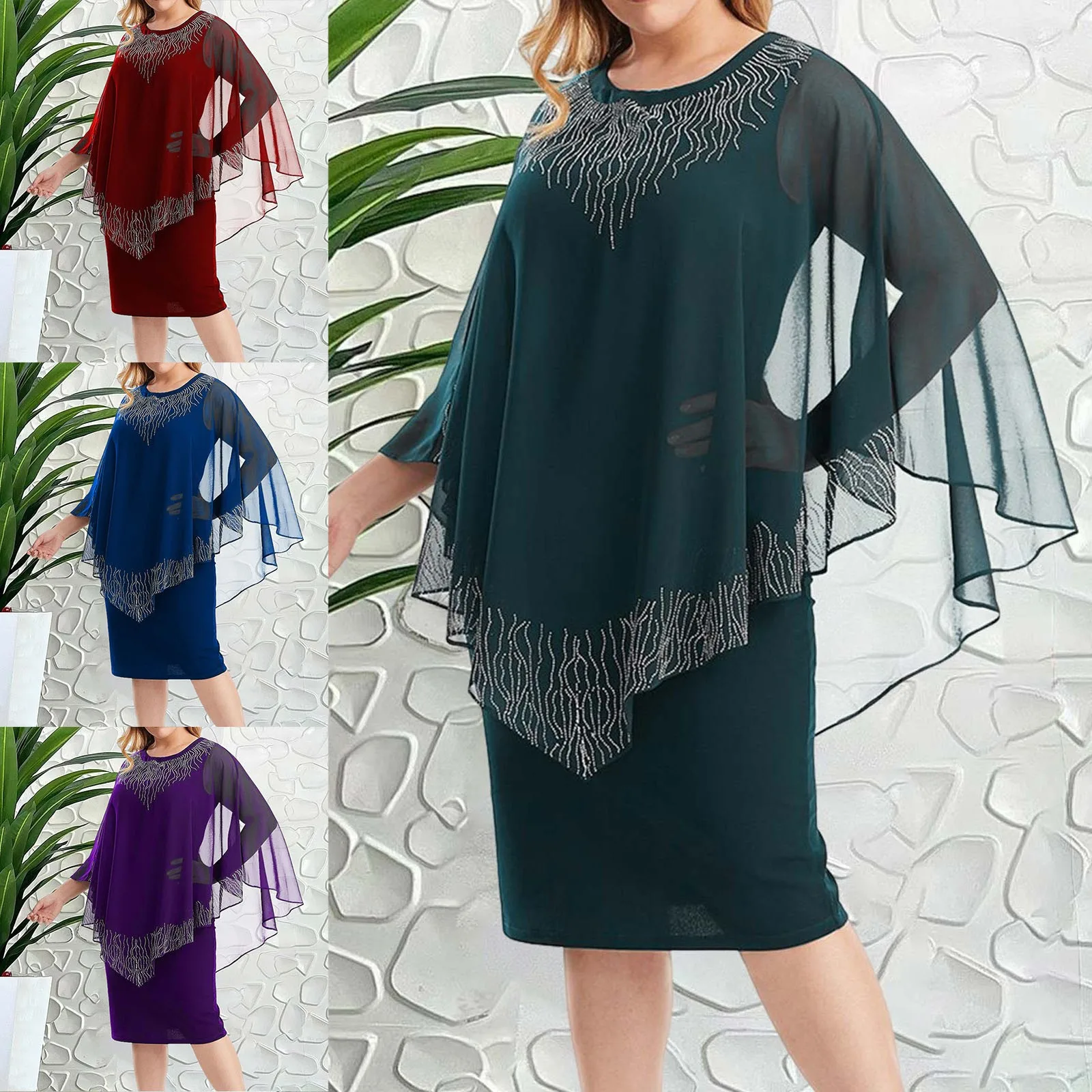 

Женское Элегантное трикотажное кружевное платье-накидка, летнее платье-карандаш с принтом, круглым вырезом и коротким рукавом, 2023