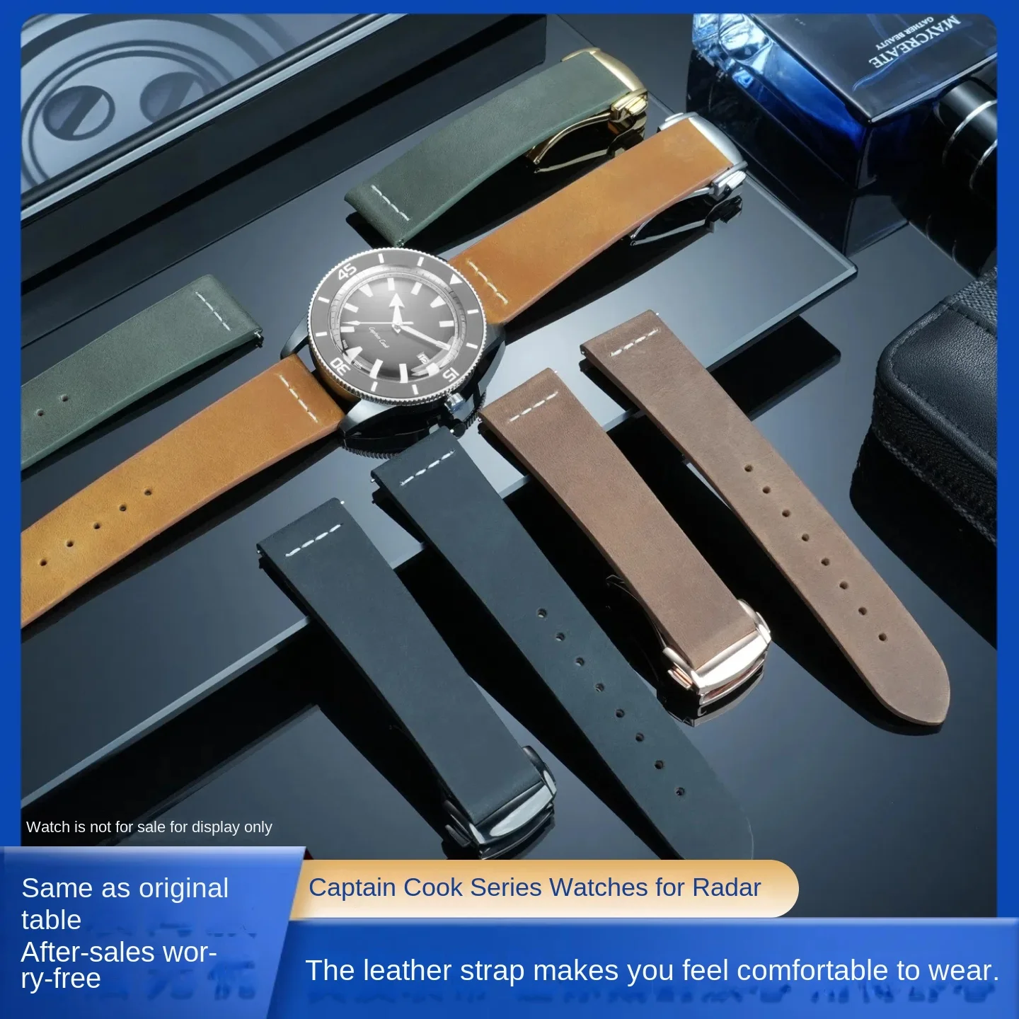 Фото 19мм 21мм ‌   Кожаный ремешок для часов PULL-UP для RADO, мужской матовый ремешок для часов Captain Cook CENTRIX/DIAMASTER, складная пряжка №1