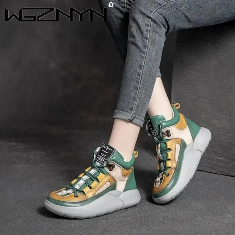 

Женские кроссовки из натуральной кожи, синие кроссовки из искусственной кожи на платформе для бега, для улицы, 2022