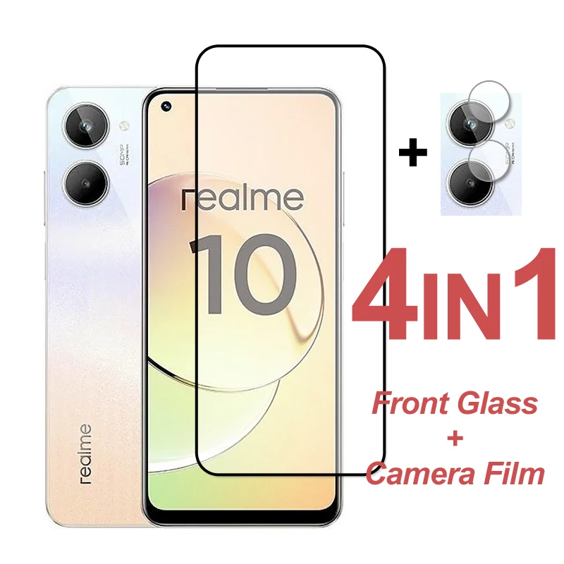 

Закаленное стекло для Realme 10 полное покрытие клейкая Защита экрана для Realme 10 9 Pro Plus 8S 9i 8 8i стеклянная пленка для объектива камеры телефона