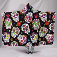sugar skulls hooded blanket for adults and kids sherpa blanket with a hood soft blanket day of the dead