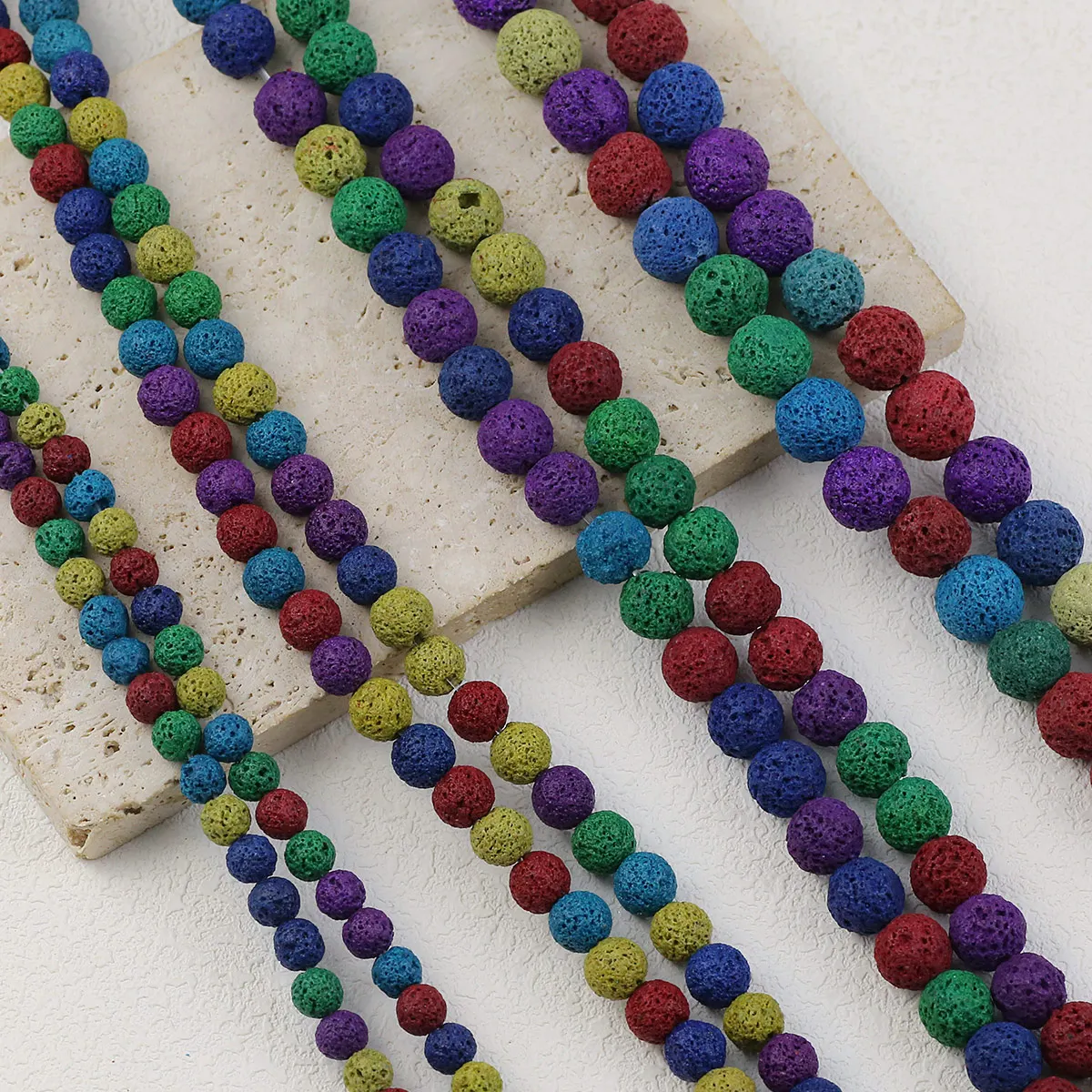 Разноцветный лавовый синтетический камень вулканический круглые бусины шарики