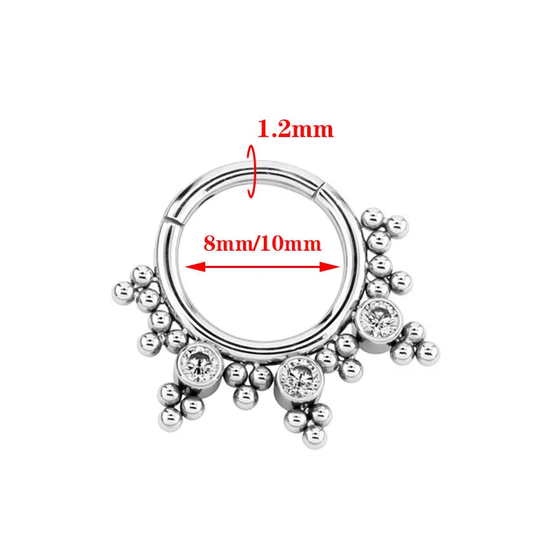ASTM F136 Titanium Pierced 16G Hinged Nose Rings Hoop Beaded Zirconia Nose Ear Helix Daith Clicker Ring Body Jewelry 2023 New