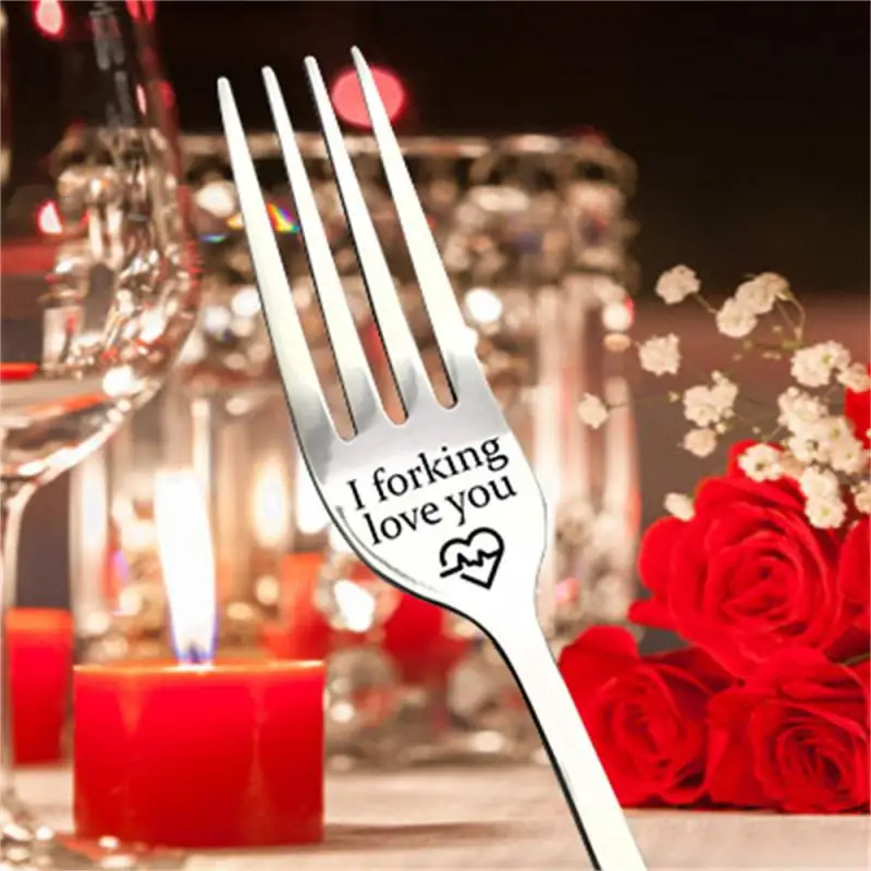 

Engraved Fork Best Gift For Husband Wife And Family Stainless Steel Forking I Love You Creative Letter Print Forks Kitchen Tools