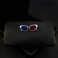 exquisite cute sunglasses small brooch retro mini anti exposure brooch clasp high end fixed collar pin rhinestone jewelry pins
