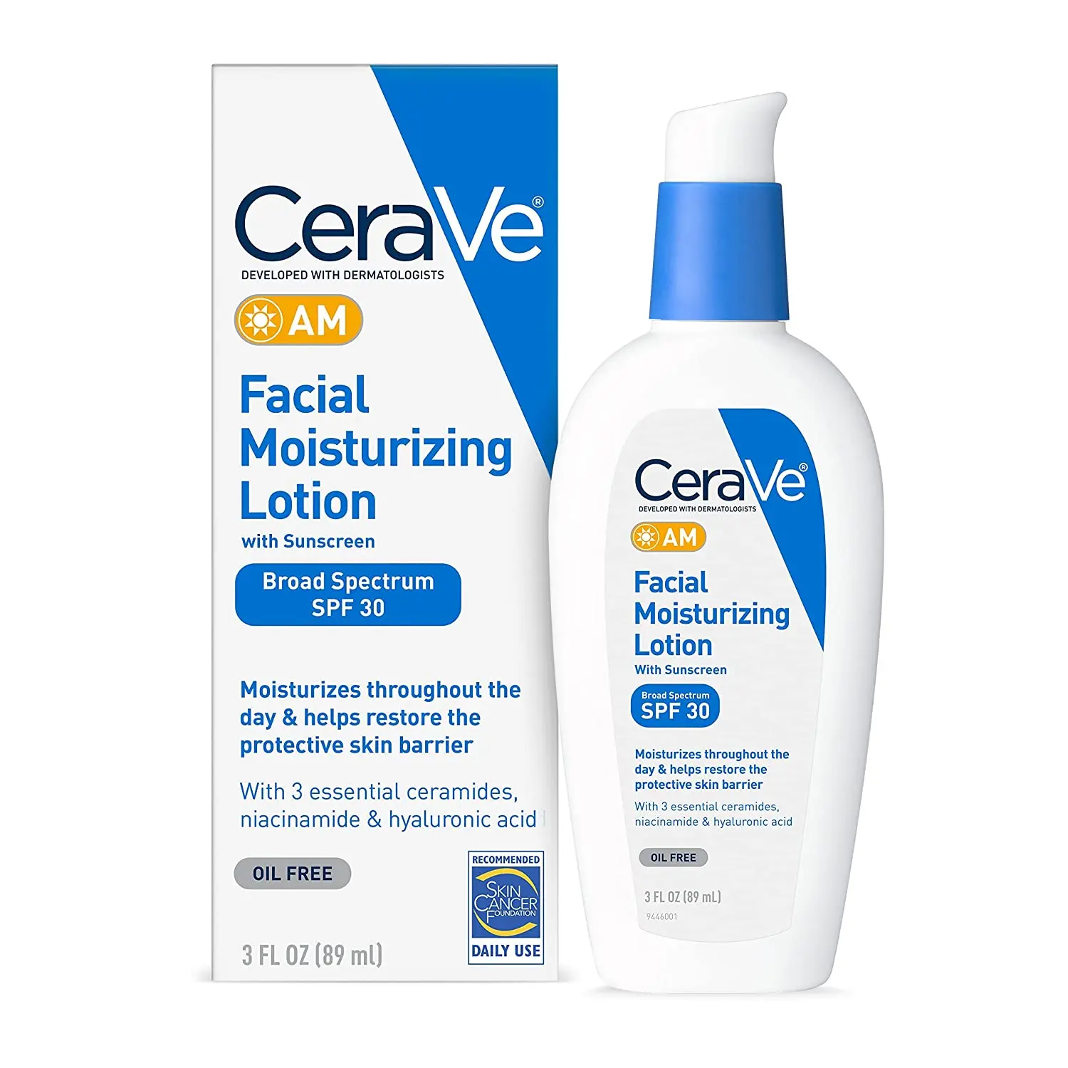 

CeraVe Face Moisturizing lotion AM SPF30 Nicotinamide Ceramide Daily Facial Moisturizer Suitable for All Skin Types 89ml/3OZ