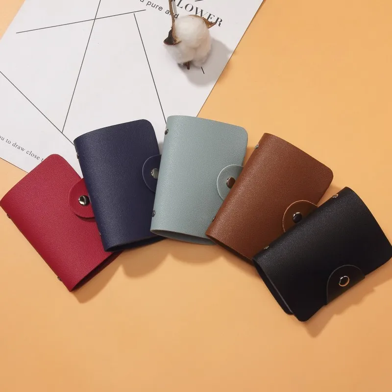 

New Function Leather 12/24bit Business Card Case Business Card Holder Men Women Credit Passport ID Passport Card Wallet 8 Color