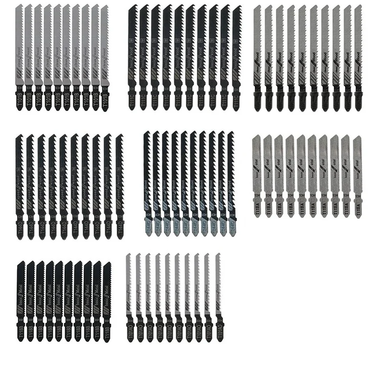 80Pcs Jigsaw Blades Set T Shank Blades Fast Wood Metal Cutting Blades T118A/T118B/T101AO/T101B/T101BR/T144D/T244D/T111C