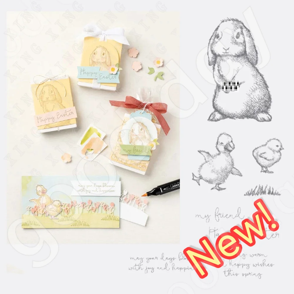 

Easter Metal Cutting Dies and Clear Silicone Stamps Stencils for DIY Scrapbooking photo Album Decorative New Embossing Template