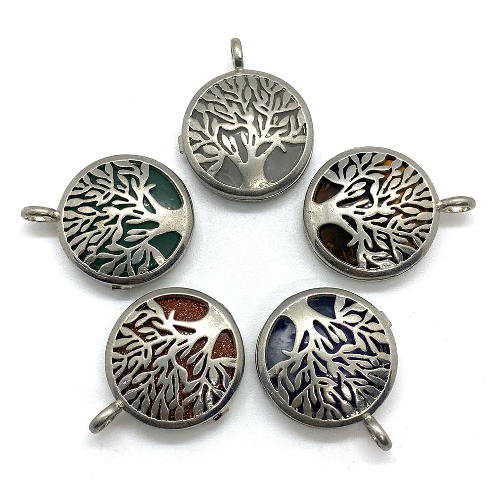 

2pcs Classic Tree of Life Shape Copper Hollow Natural Stone Fashion Pendant for DIY Jewelry Necklace Bracelet Jewelry Accessorie