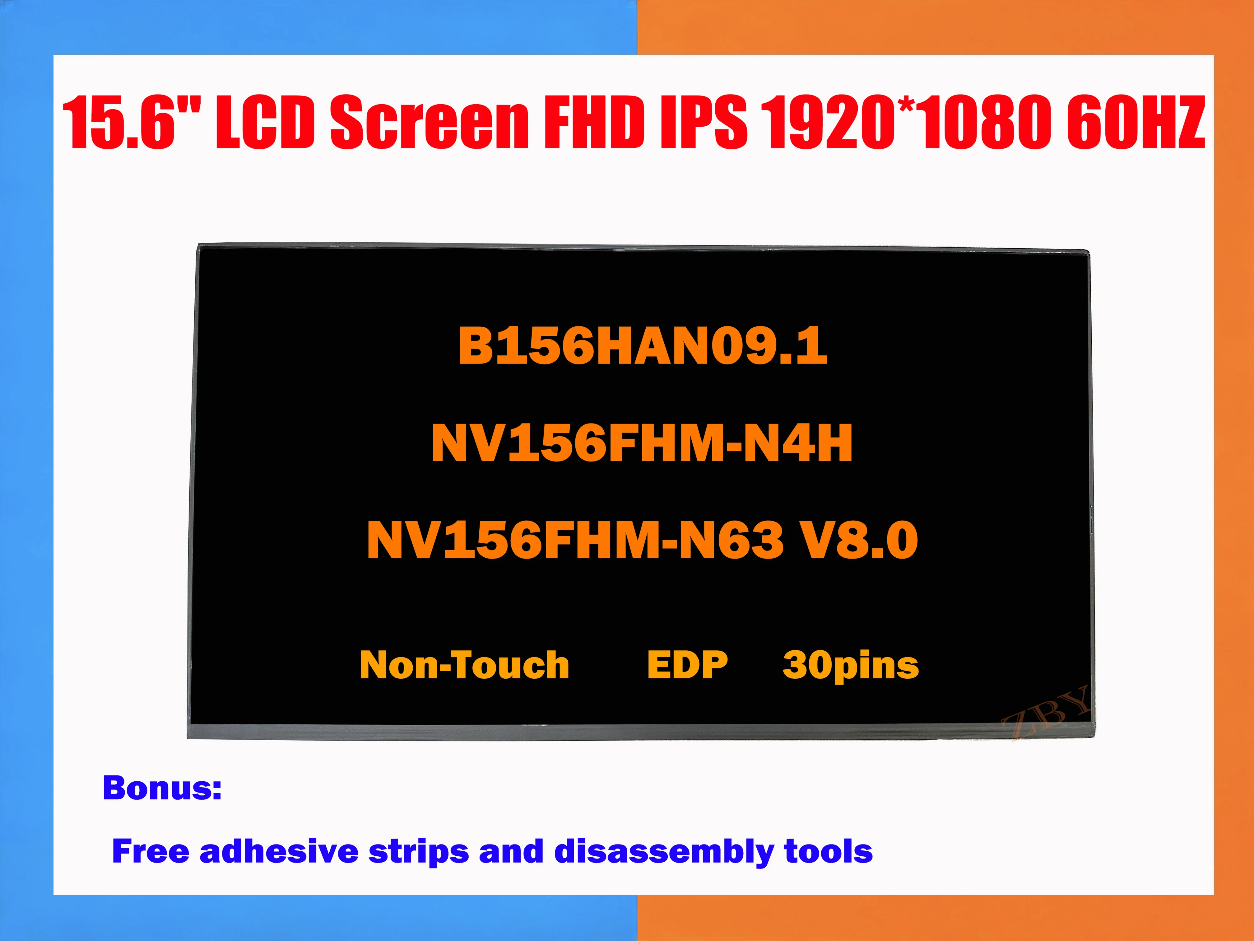 Фото Для 15,6-дюймовой FHD IPS LCD панели NV156FHM-N63 V8.0 NV156FHM-N4H B156HAN09.1 1920x1080 30-контактный eDP 60 Гц без сенсорного ввода, замена для ноутбука №1