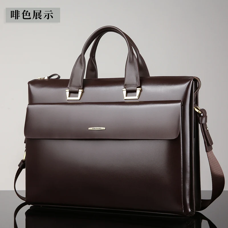 Thickened Large Capacity Handbag Men's Briefcase Crossbody Horizontal Genuine Leather Portfolio Men's Briefcase Business Trip