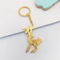 zxmj new sika deer keychain creative animal keychains for women fashion car key schoolbag pendant trendy key chains jewelry