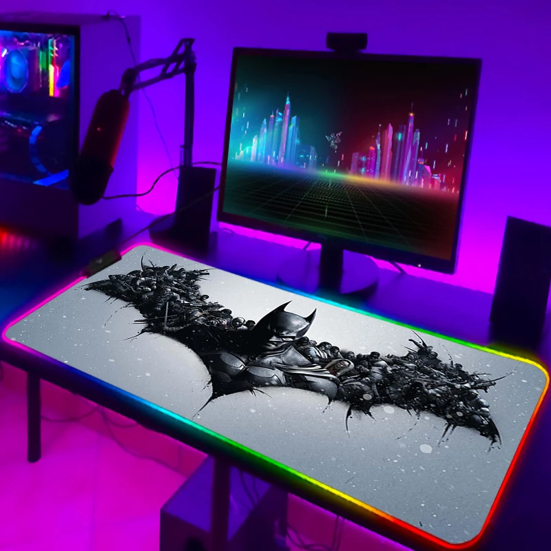 

Компьютерный коврик для мыши Bat Rgb 900x40 0, Настольный коврик с подсветкой, аксессуары для игрового компьютера, светодиодная подсветка